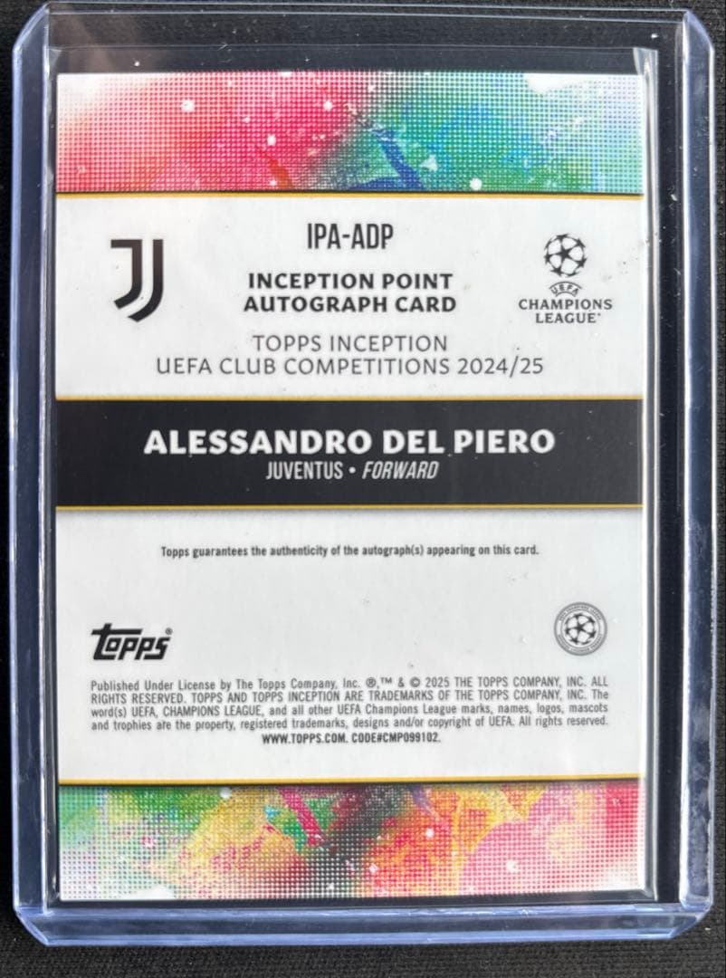Topps Del Piero Juventus Signature 99 Limited Edition — Japanese