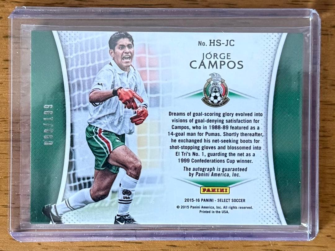 Jorge Campos Autographed Card PANINI — Japanese
