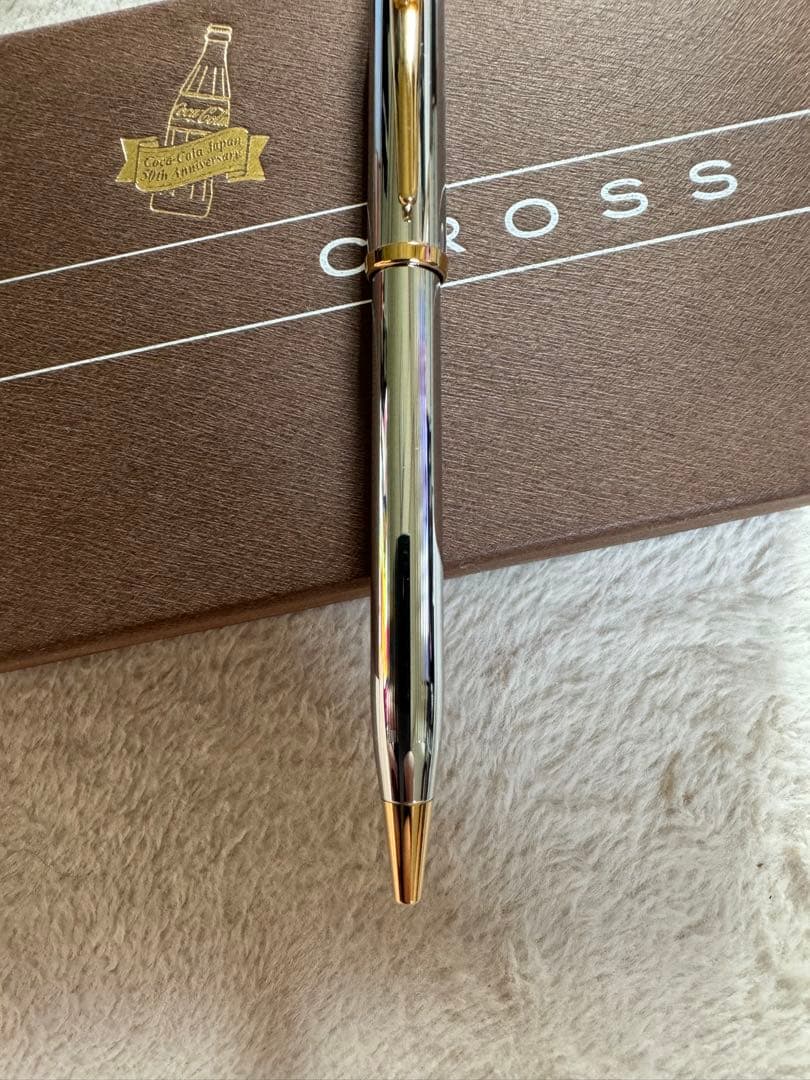 CocaCola Japan 50th Anniversary commemorative cross ballpoint pen with gold-colored CocaCola clip and dedicated case