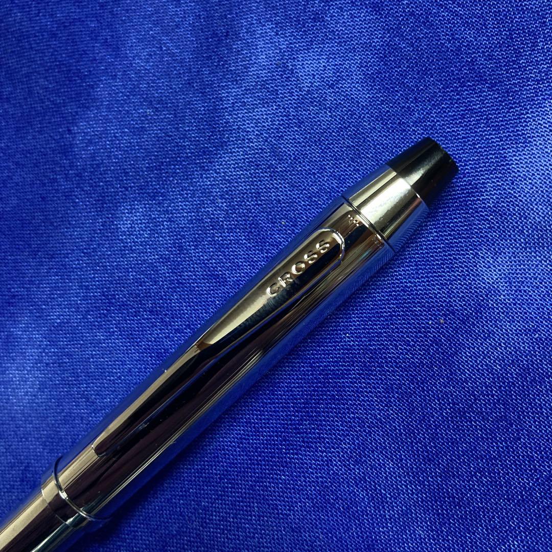 CROSS TEC3 rotating multi-function ballpoint pen with chrome finish, black and red ink tubes, 0.7 mm tip