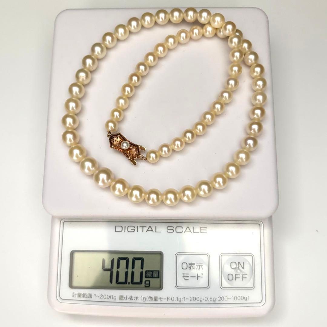 K14 large Akoya pearl necklace in champagne gold with 9.6mm pearls and 49cm length