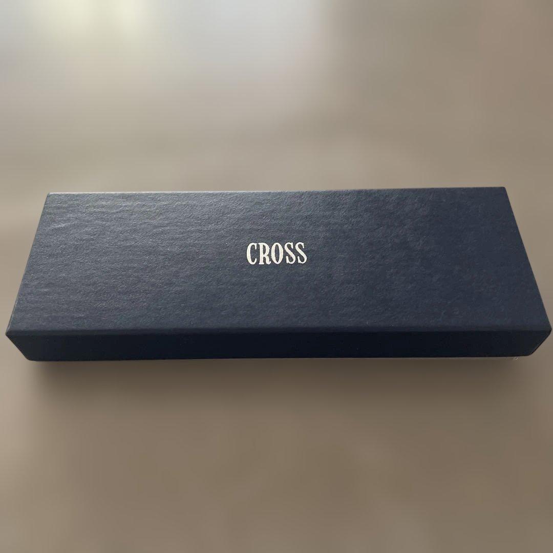 CROSS ballpoint pen with Fuji Television 8 logo in a novelty box, twist mechanism, slight wear visible