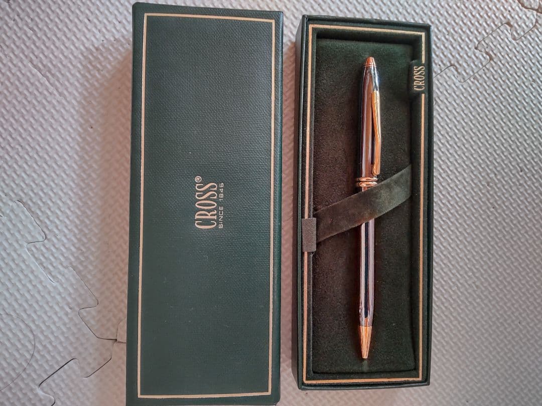 CROSS Ballpoint Pen in deep navy blue with old logo and USA engraving, twist tip design