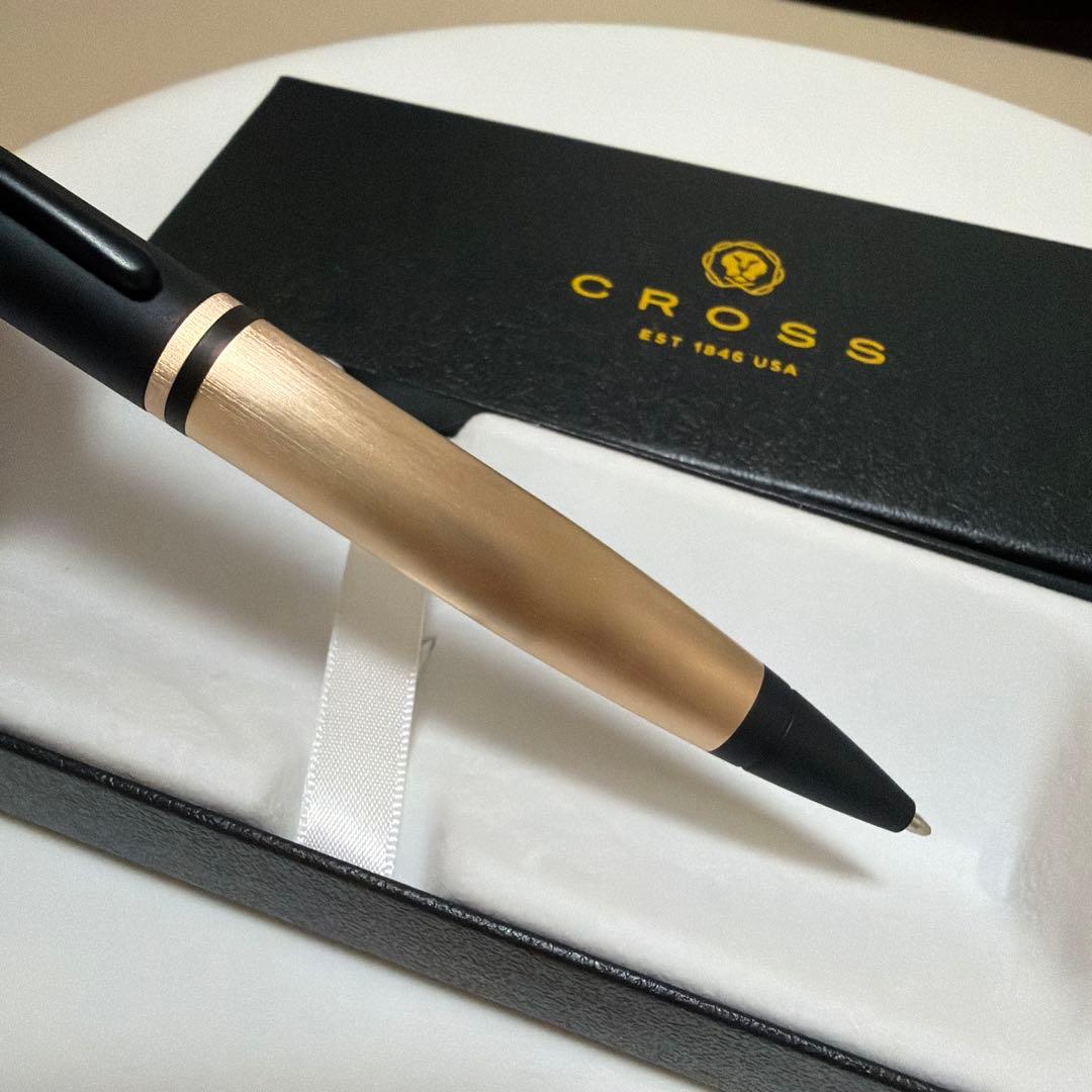 CROSS ballpoint pen in pink gold and black metal with simple elegant design and dedicated case