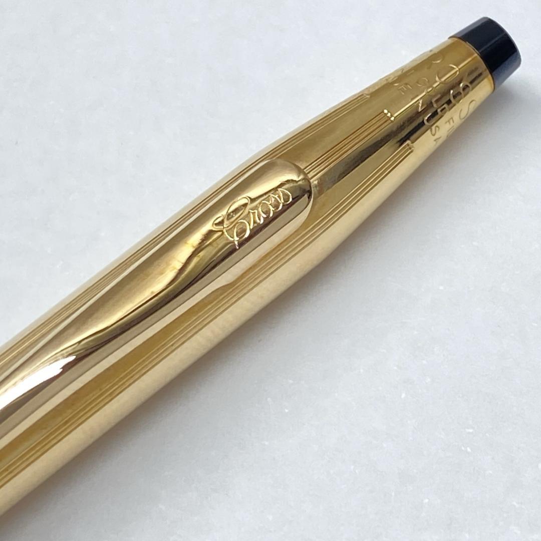 Cross Century Classic ballpoint pen with 14KT gold filled twist body and blue ink tip, 144mm length