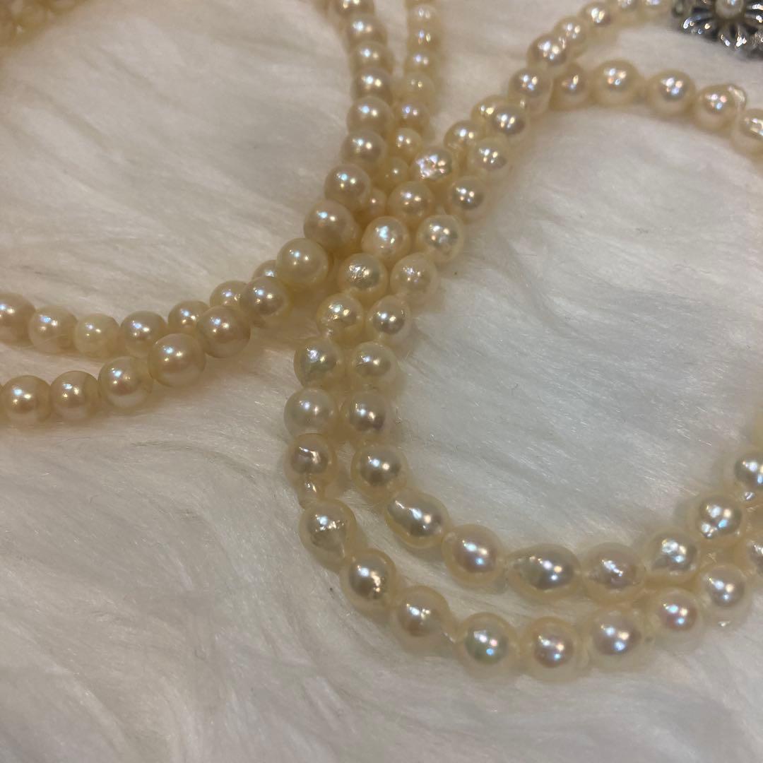 Akoya and Freshwater Pearl Necklace set with silver clasps totaling 83 grams