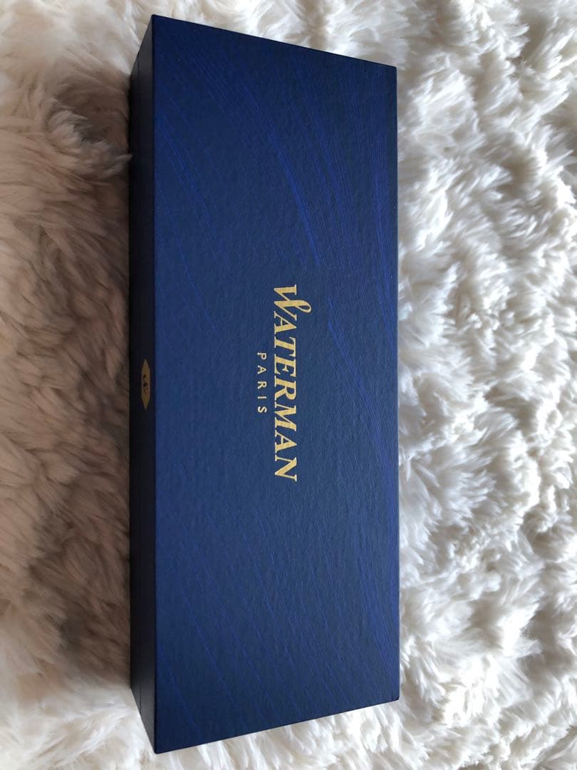 Waterman silver metal ballpoint pen with dedicated case showing Waterman Paris engraving