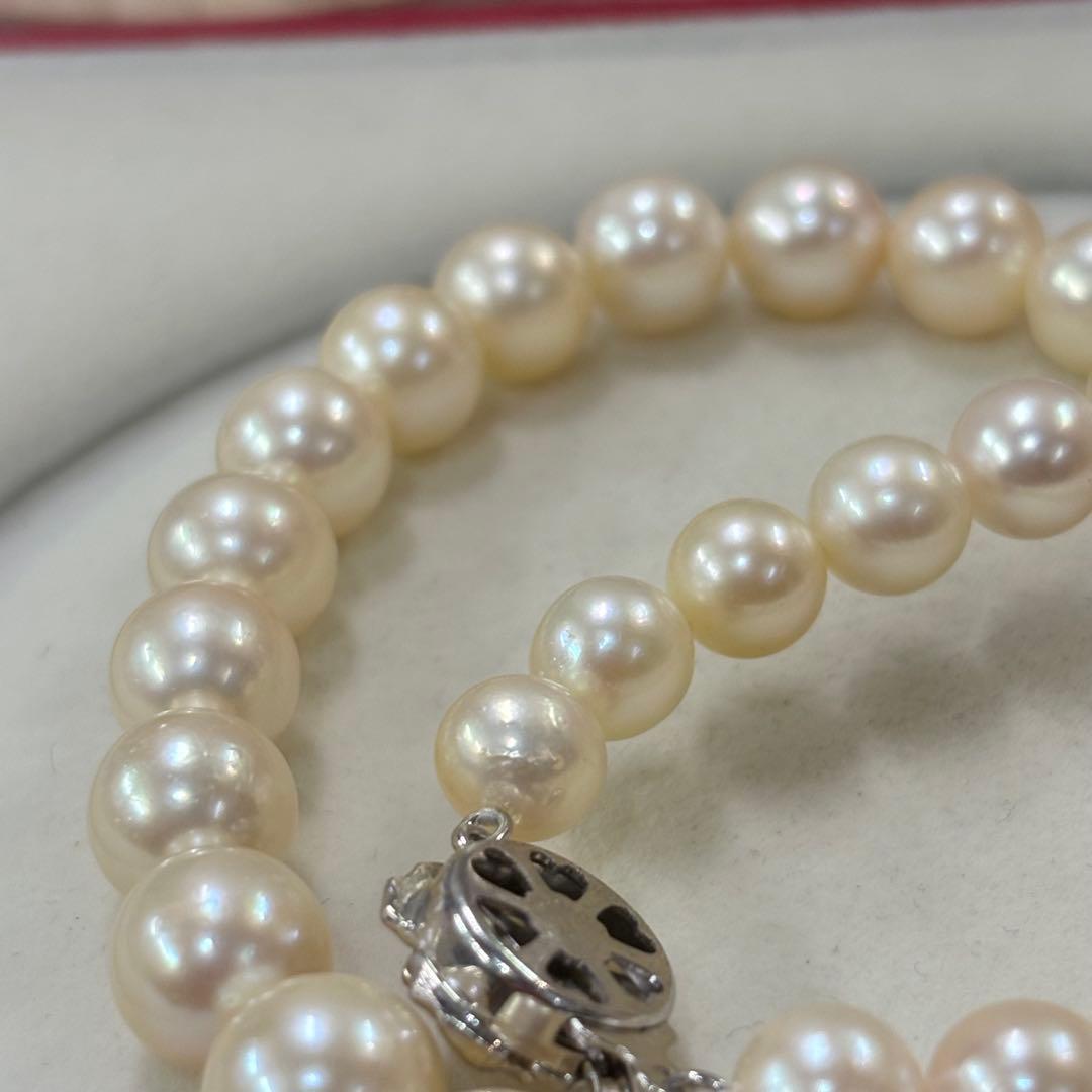 Akoya pearl necklace with large 8.0-10.4mm pearls and silver clasp, 43cm length from Ise-Shima Ergawa Bay