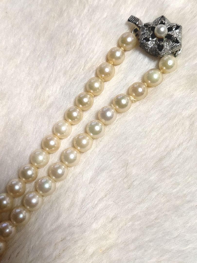 Aqoya pearl necklace featuring white pearls and silver SV925 chain, 45 cm long, pearls sized 5.9 to 6.3 mm