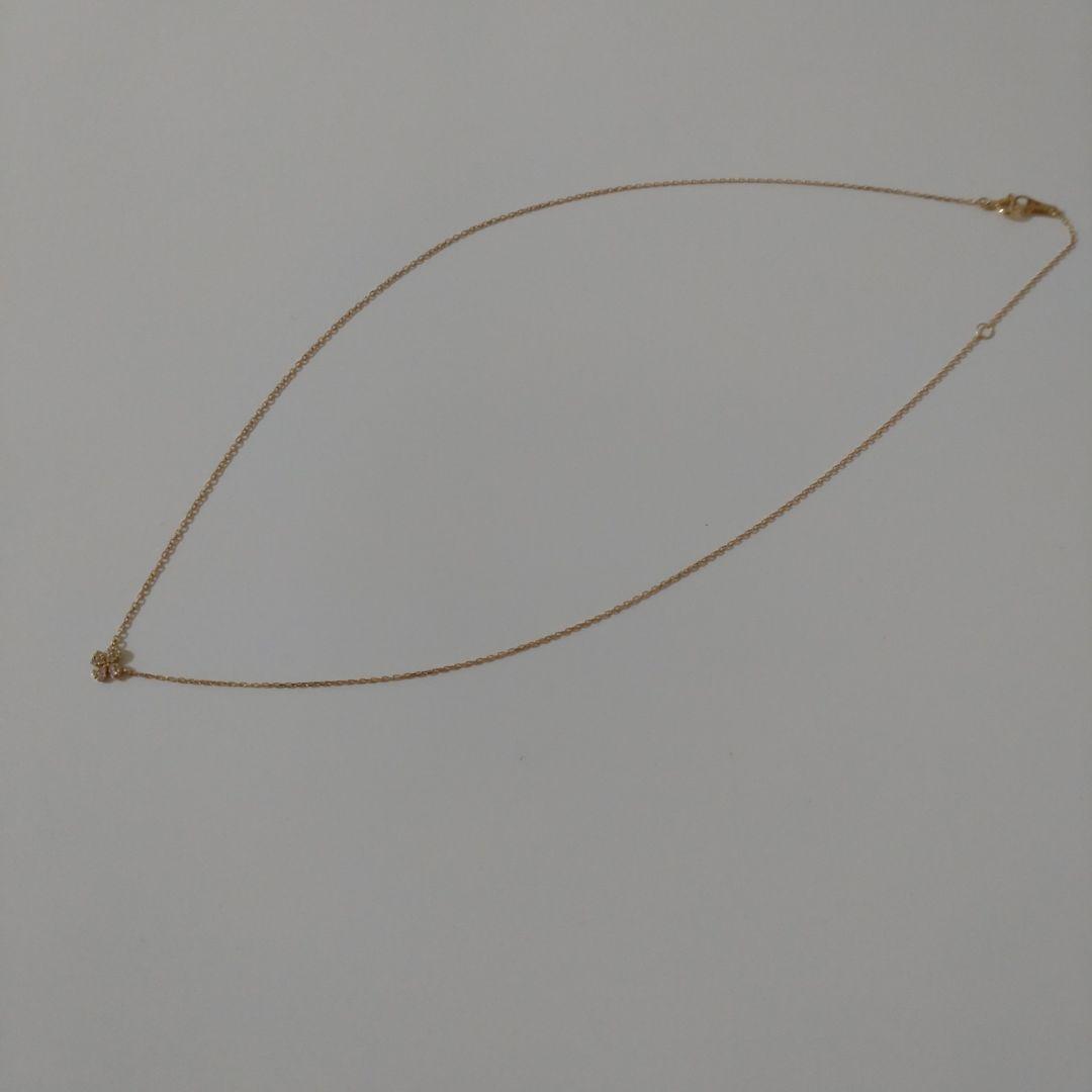 Agete Clover K18 gold necklace with diamond pendant and 40cm adjustable chain