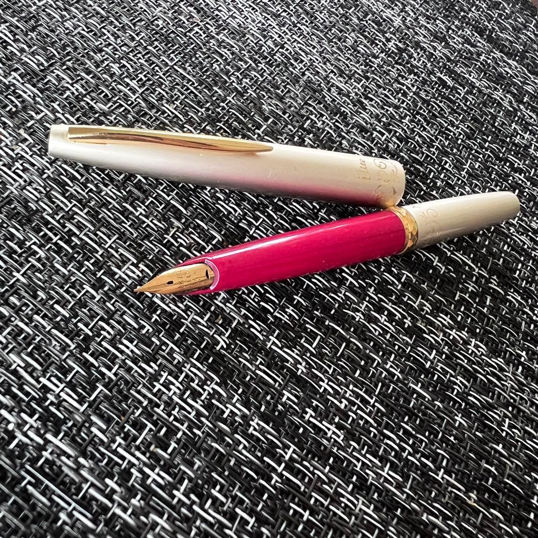 PILOT Elite Fountain Pen with 18K gold tip in pink silver color, short size designed for ladies