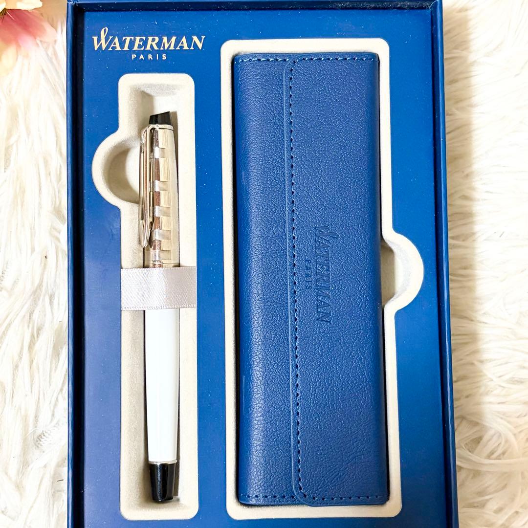 Waterman Expert DX White CT fountain pen with fine nib, storage case, converter, cartridges, and original box