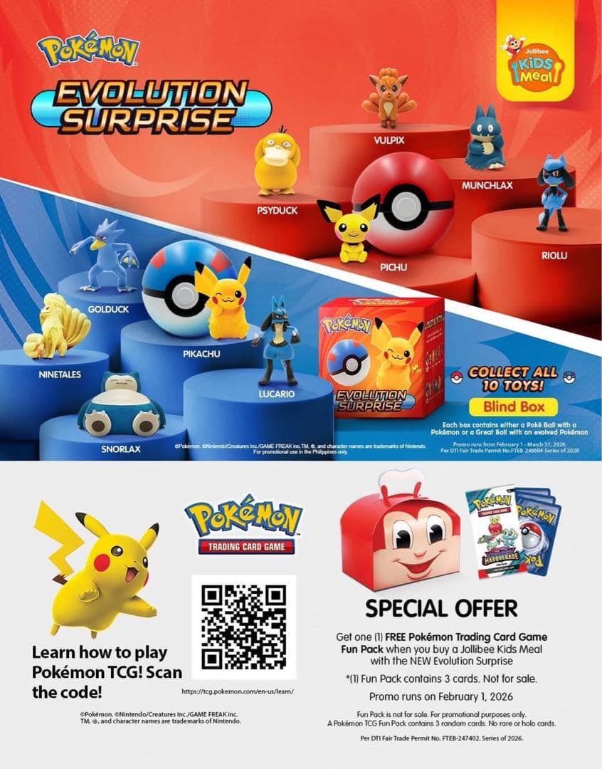 Pokemon Pokémon Trading Card Game & Jollibee Kids Meal Set Pack — Japanese