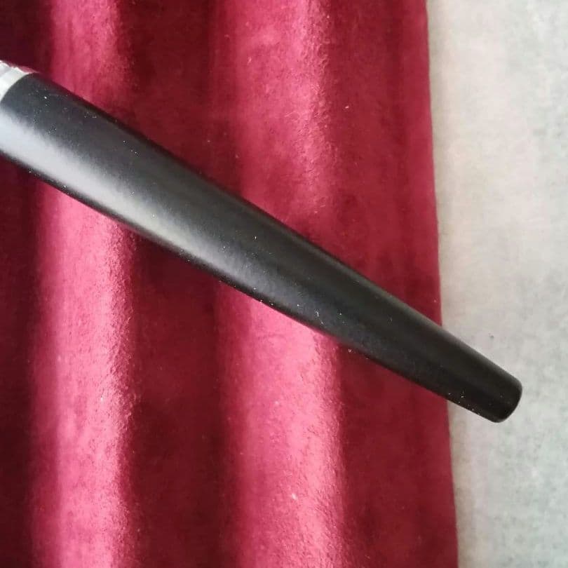 Cross ATX fountain pen with black barrel and chrome accents, 5.6 inches long, shown uncapped