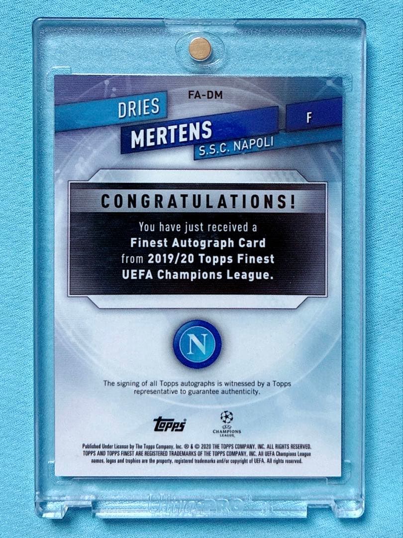 Dries Mertens 2019-20 Finest CL Autograph Card — Japanese