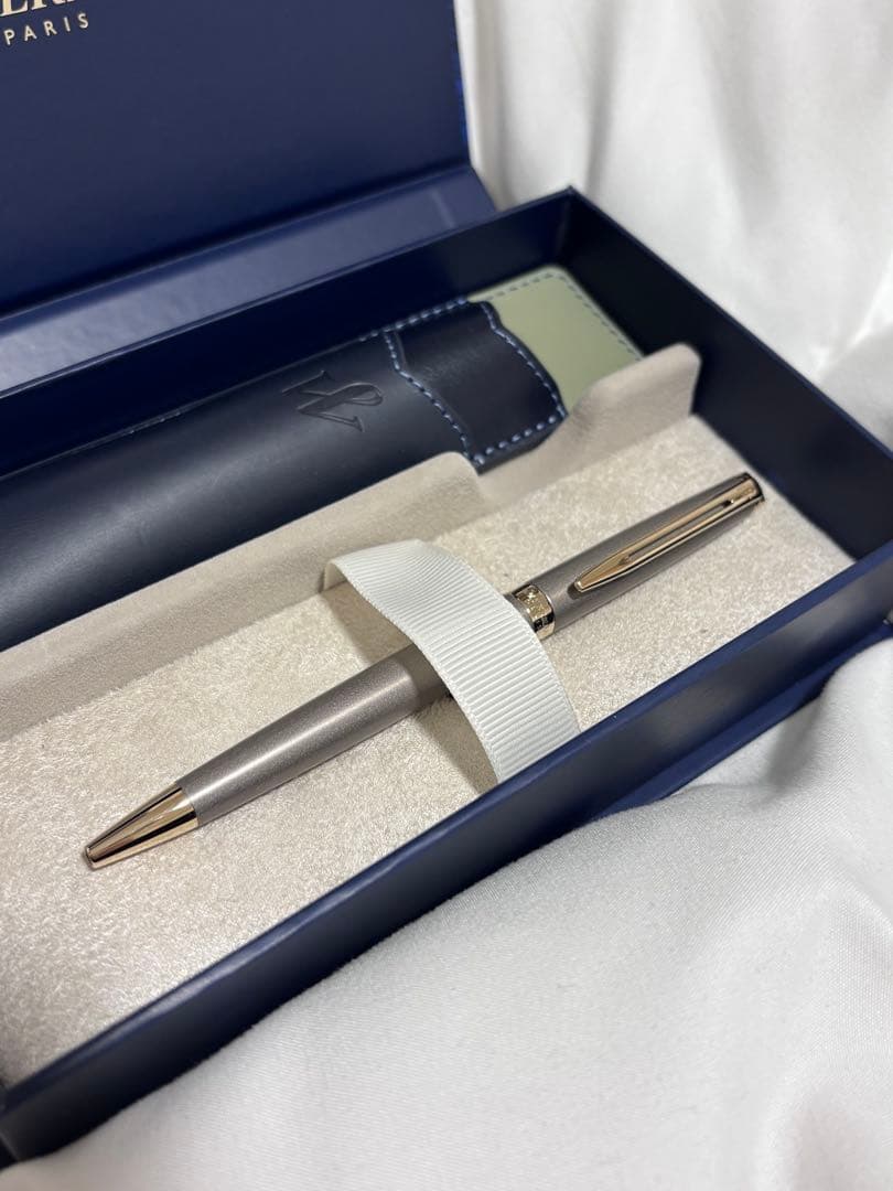 Waterman Ballpoint Pen in strong gray color with leather case and outer box