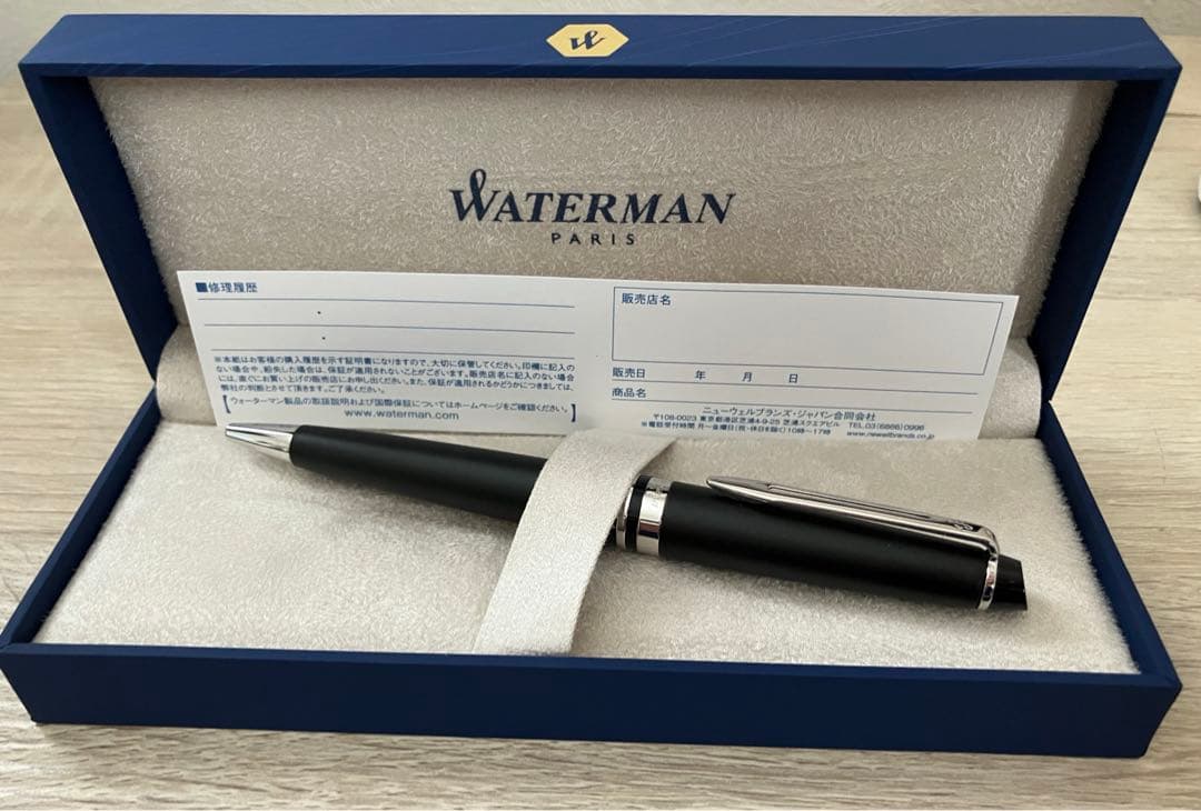 Waterman ballpoint pen in black and silver finish shown on white background