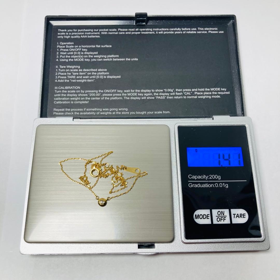 Agete K18YG yellow gold necklace with 0.03ct rose cut diamond pendant on 40.5cm chain