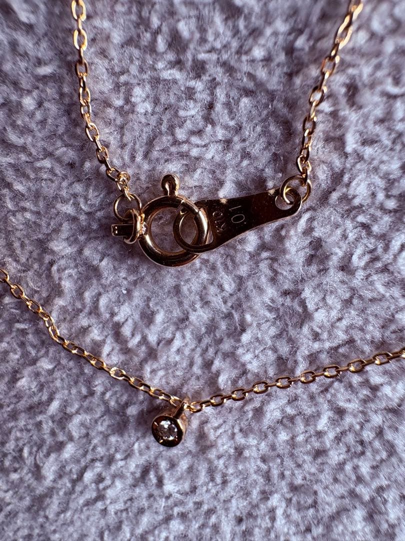 agete 10K diamond pendant necklace with 10K stamp on delicate chain