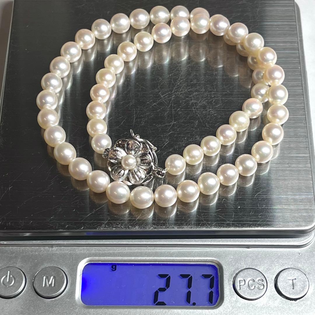 Teriyaki Akoya pearl necklace 6.0-6.5mm pearls on a 40 cm string with silver clasp and engraving