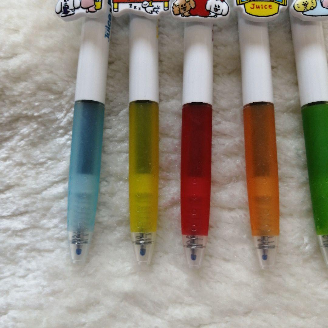 Set of 5 Pilot Juice gel ballpoint pens with black ink and Pantovisco collaboration character clip plates