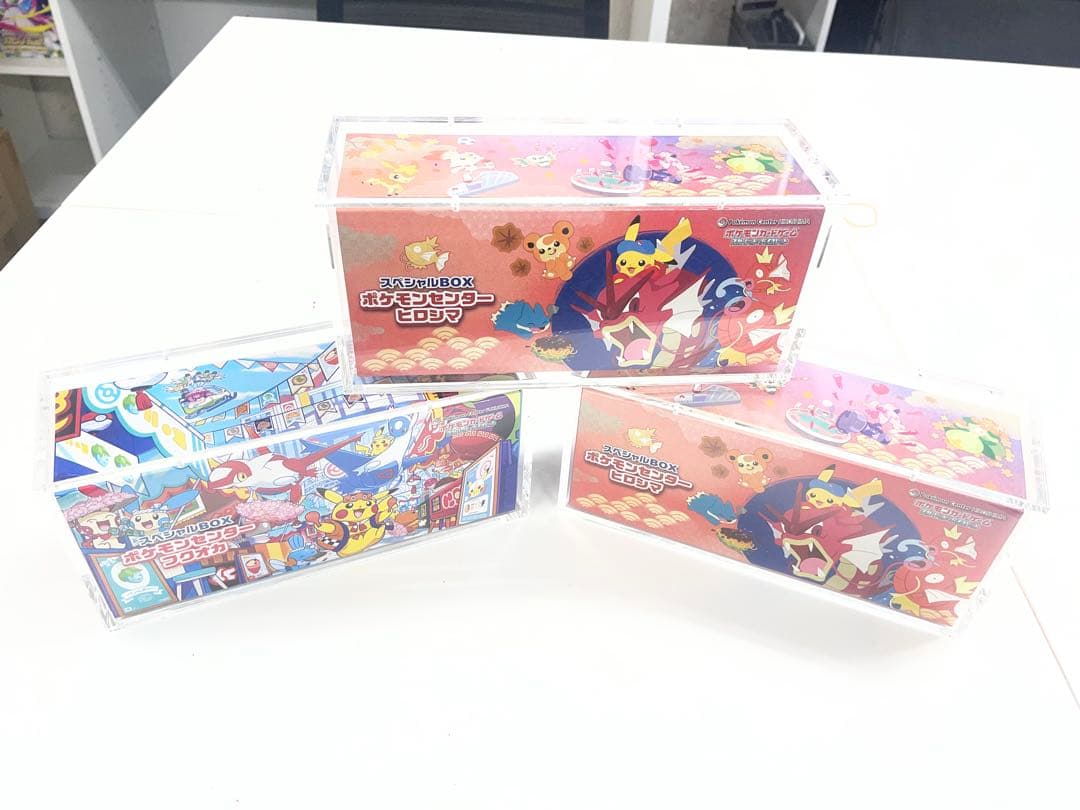 Pokemon 3 Pokémon Card Box Acrylic Protective Case Tohoku Hiroshima Fukuoka Thick Box — Japanese