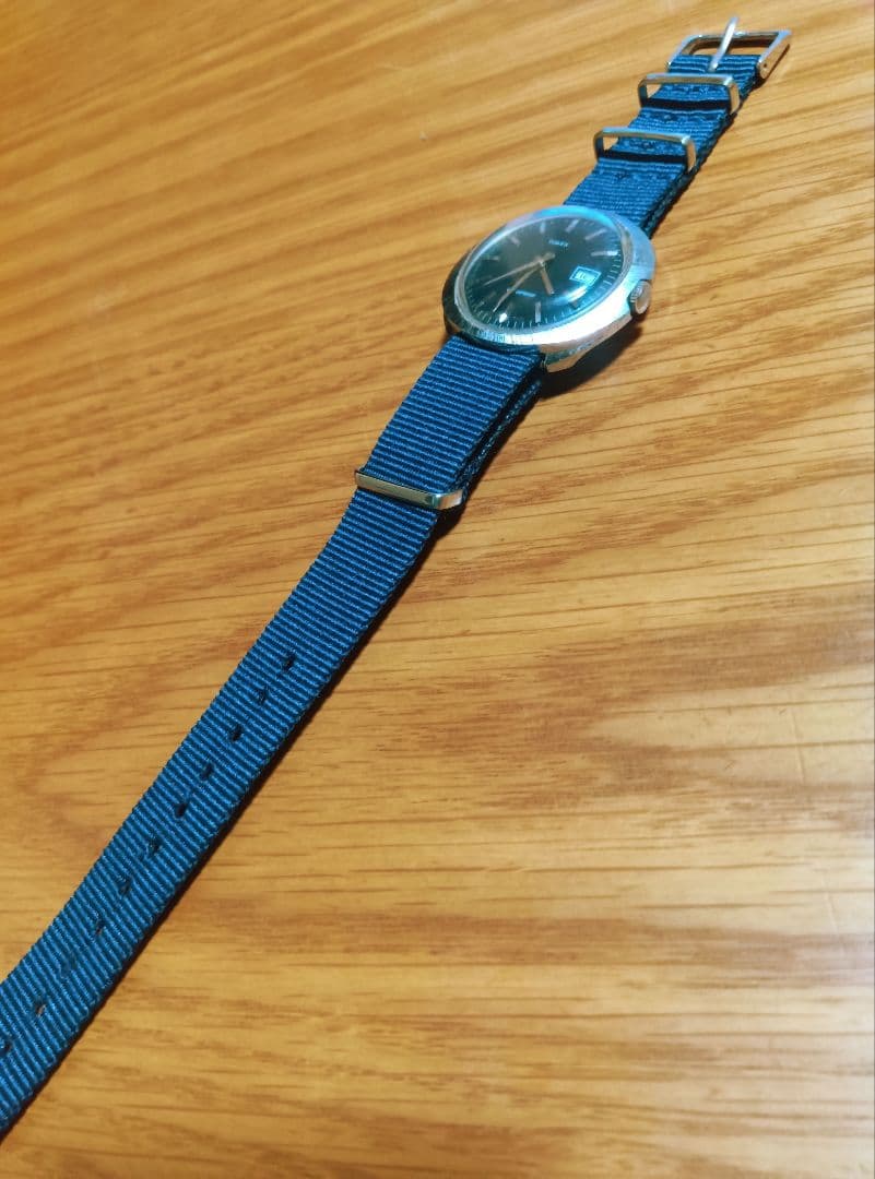 TIMEX Dark Navy Dial Elliptical Date Hand-wind Manual Men's Watch — Japanese