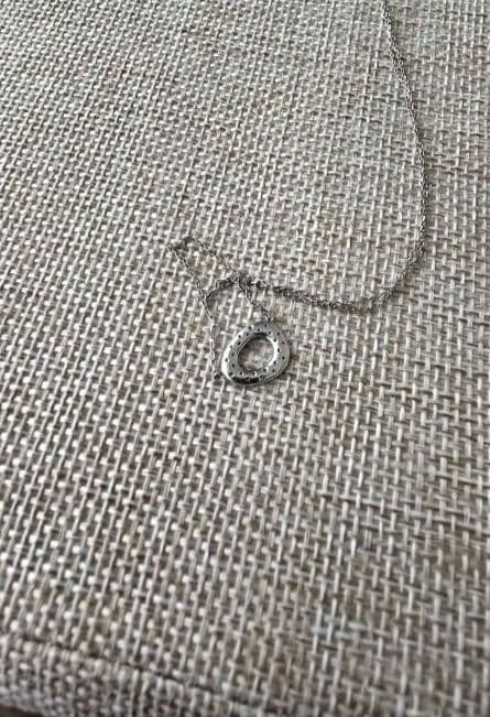 Agete platinum diamond necklace with 0.129 carat diamonds on a 40 cm adjustable chain