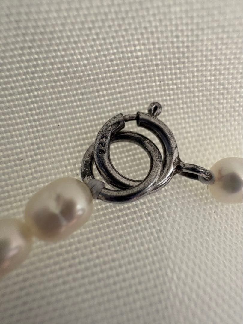 MIKIMOTO Small Pearl Baby Long Necklace with white pearls and sterling silver 925 marked clasp