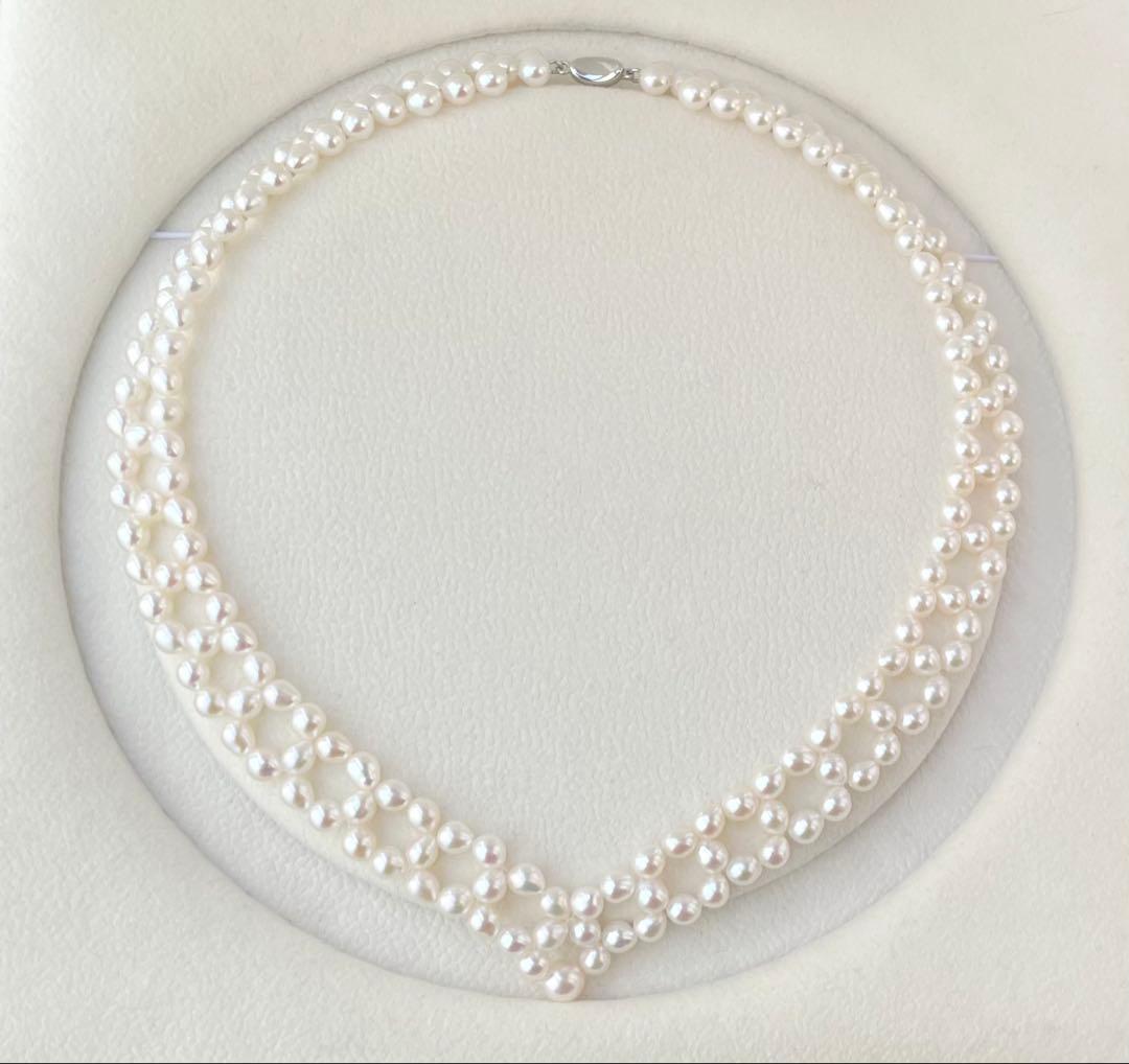 Mirror finish genuine Akoya pearl necklace with 6.2mm drop pearls and S925 silver clasp in V shape