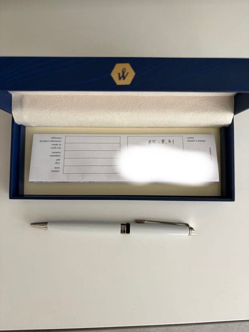 Waterman ballpoint pen with black ink, shown with its box on a white background