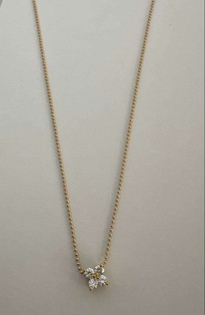 Tasaki diamond necklace 0.24ct with K18 yellow gold chain about 40cm adjustable