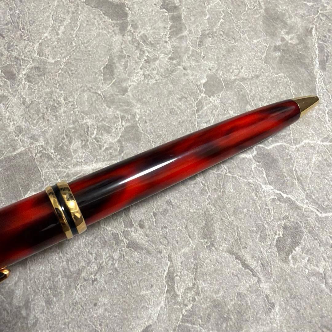 Cross ballpoint pen in vintage marble dark red with rotating push mechanism, 14 cm length