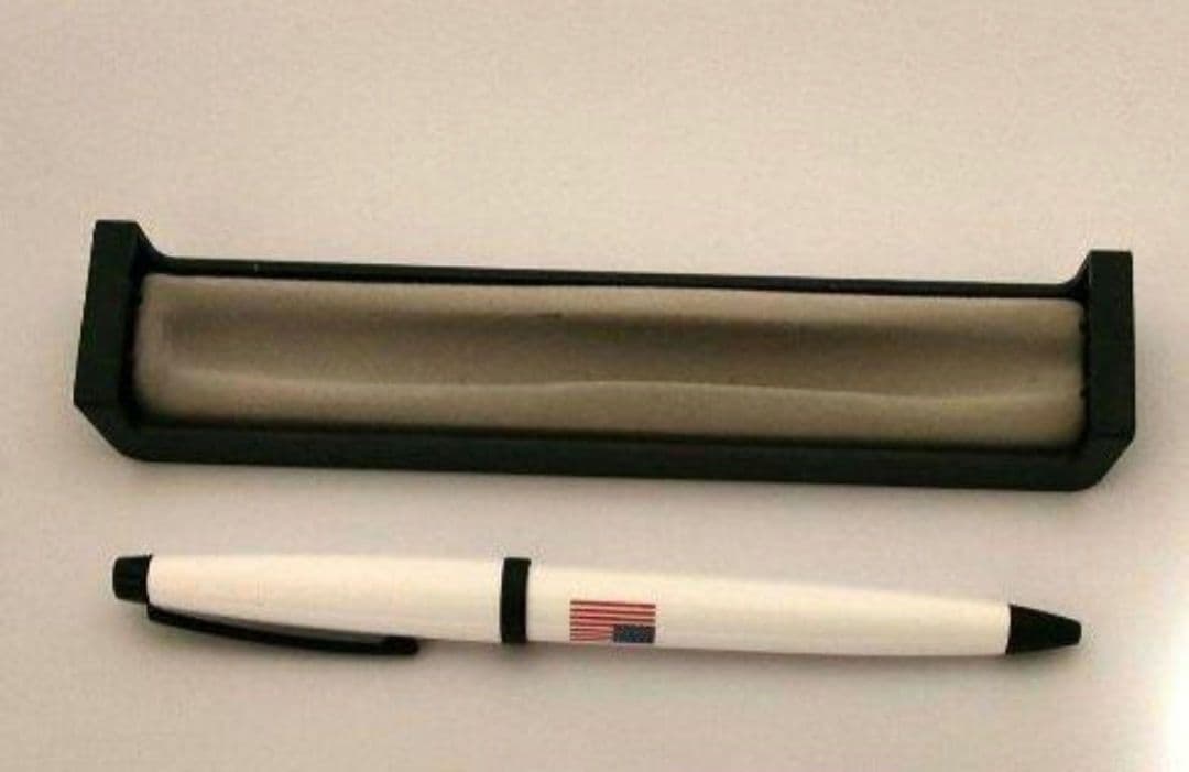 Cross USA Flag Ballpoint Pen with transparent cover and included case showing printed guarantee