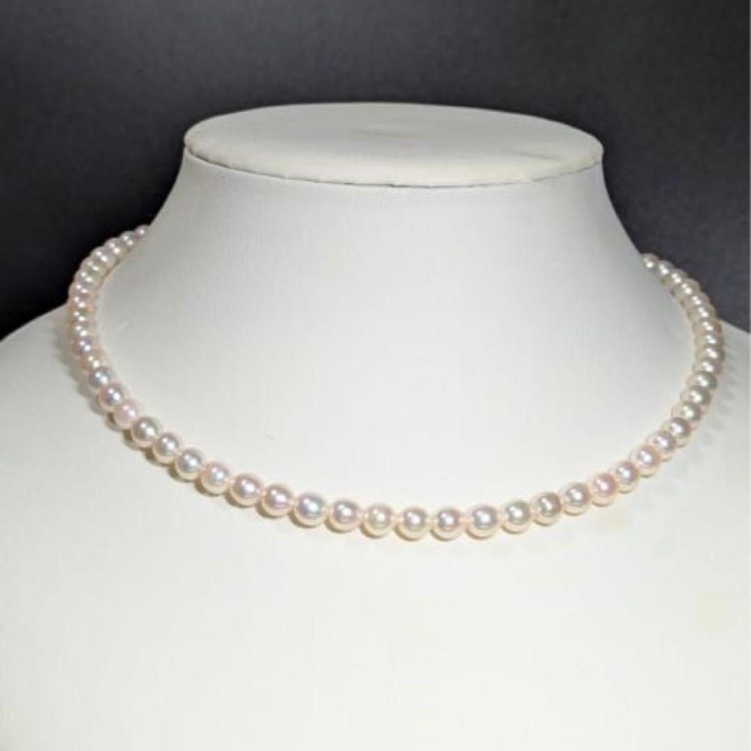 White Akoya pearl necklace with 5.5-6mm pearls and silver 925 clasp, 42cm length