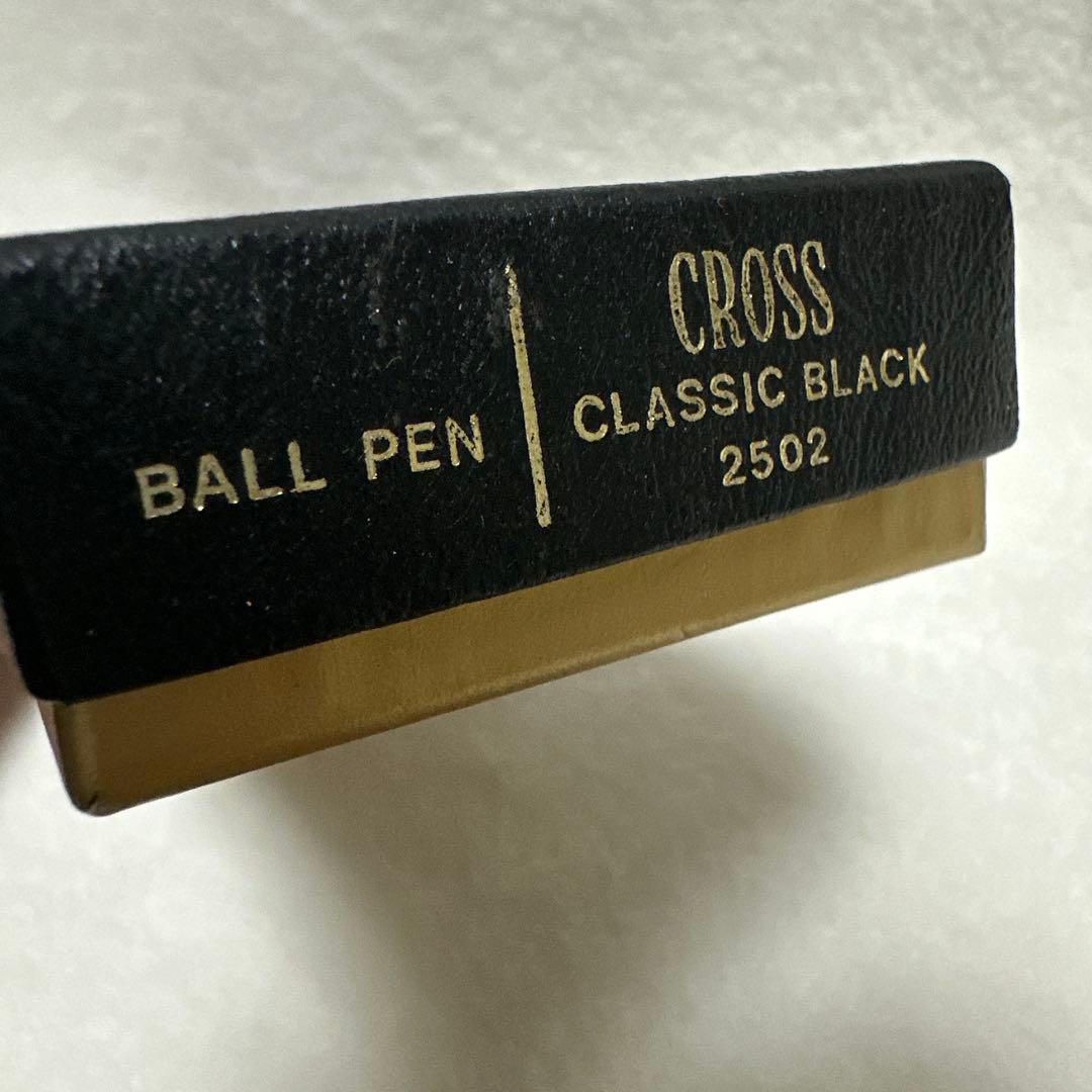 Cross black ballpoint pen with metal body, gold clip, presented with protective case