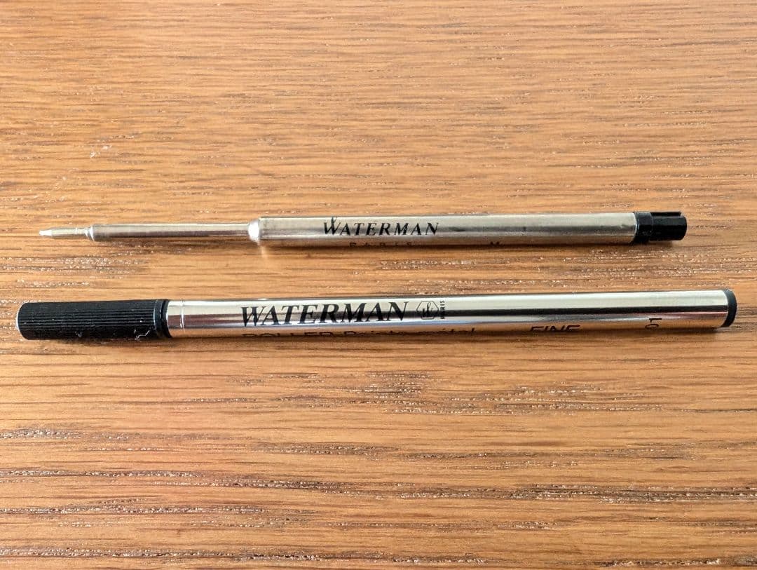 WATERMAN Paris ballpoint and rollerball pen set in silver stainless steel finish with included box