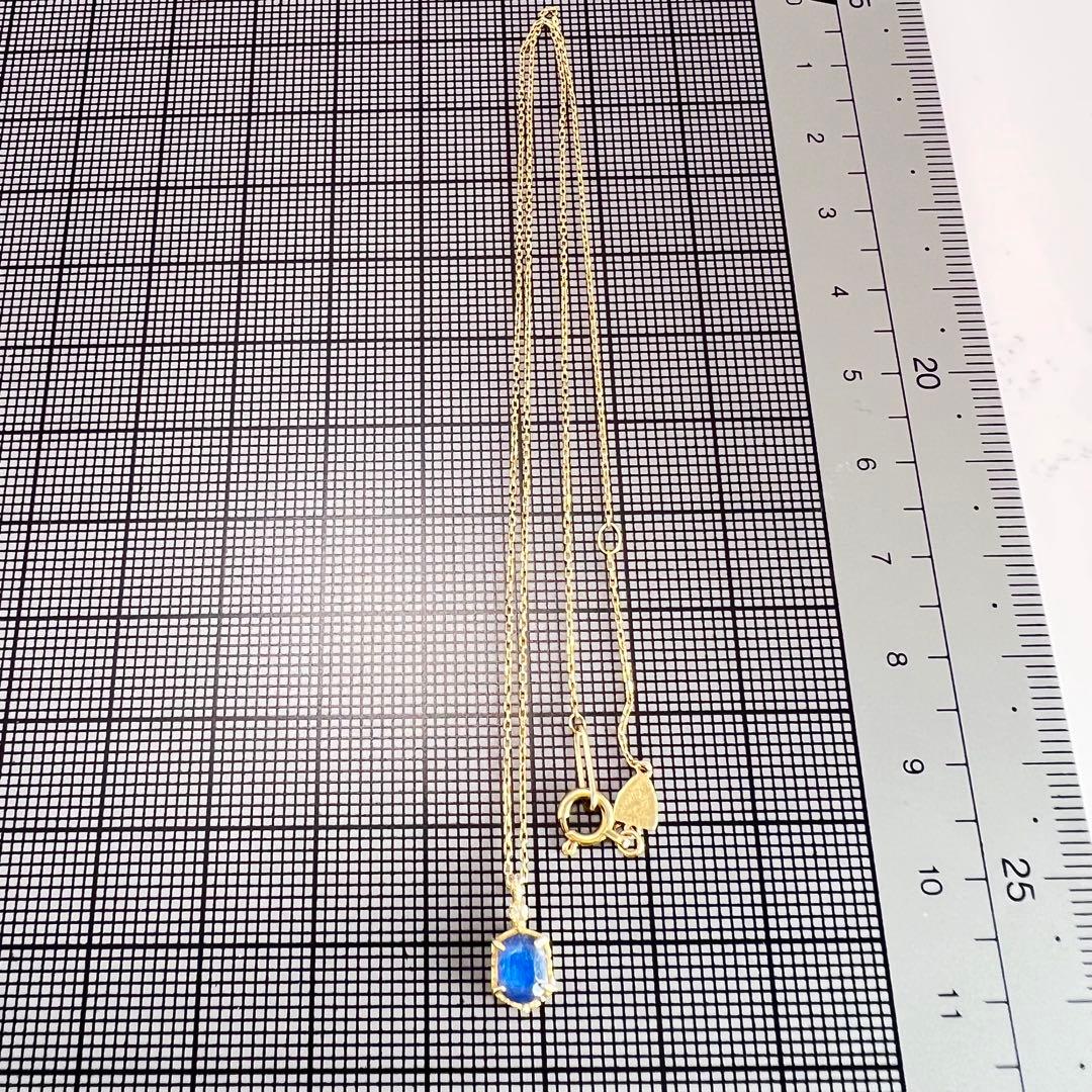 Agate Blue Stone Necklace with diamond pendant on 40 cm K10 gold chain