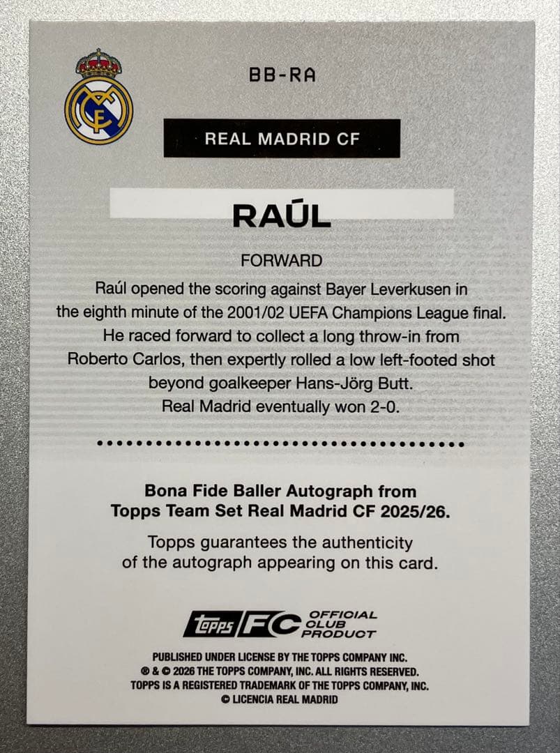 Topps Soccer Raúl Auto — Japanese