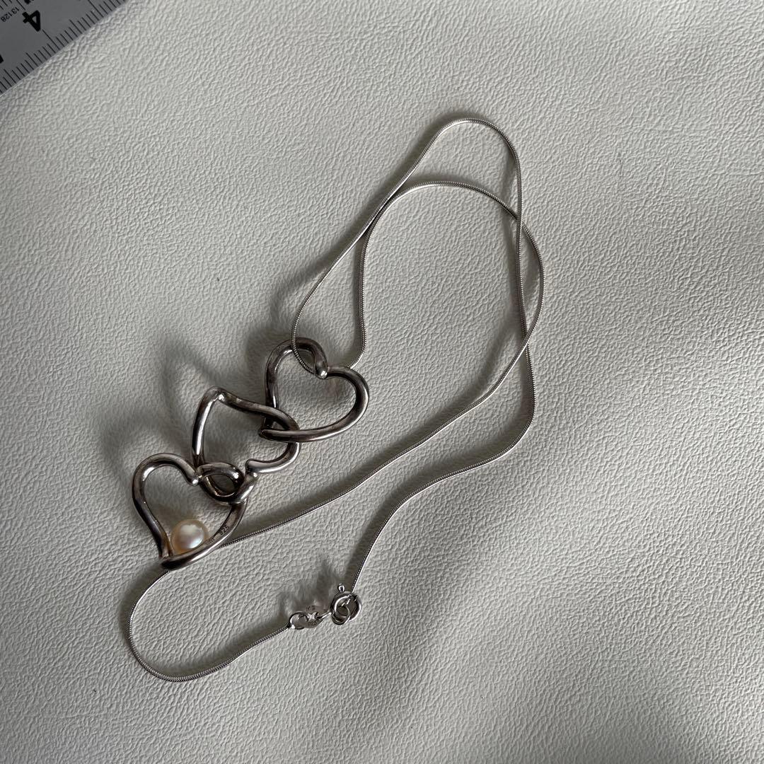 MIKIMOTO Heart Silver Necklace model 2119 with a 40 cm chain length displayed on a white background