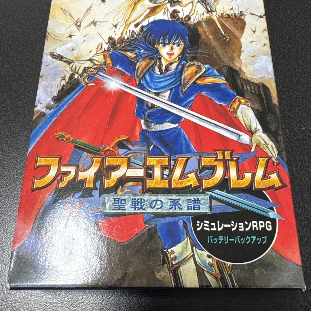 Fire Emblem: Seisen no KEI SNES game cartridge unopened with original outer box showing slight damage