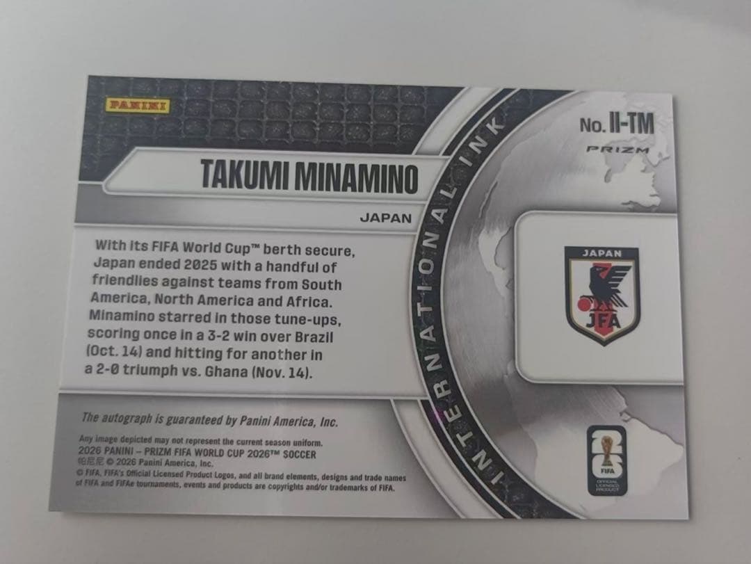 Takumi Minamino Autographed Card Prizm — Japanese