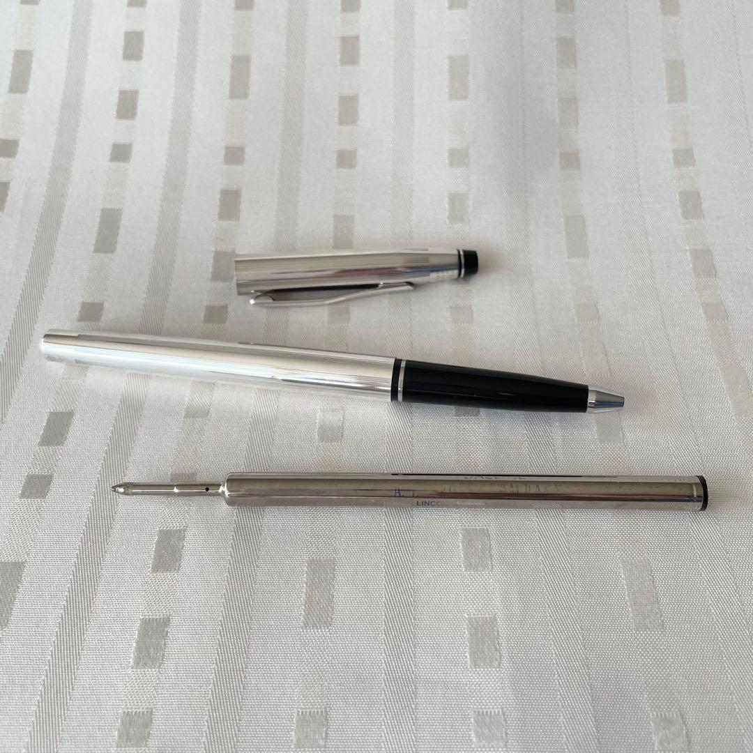 Rare CROSS silver plated cap-style ballpoint pen with 13cm body length and silver finish