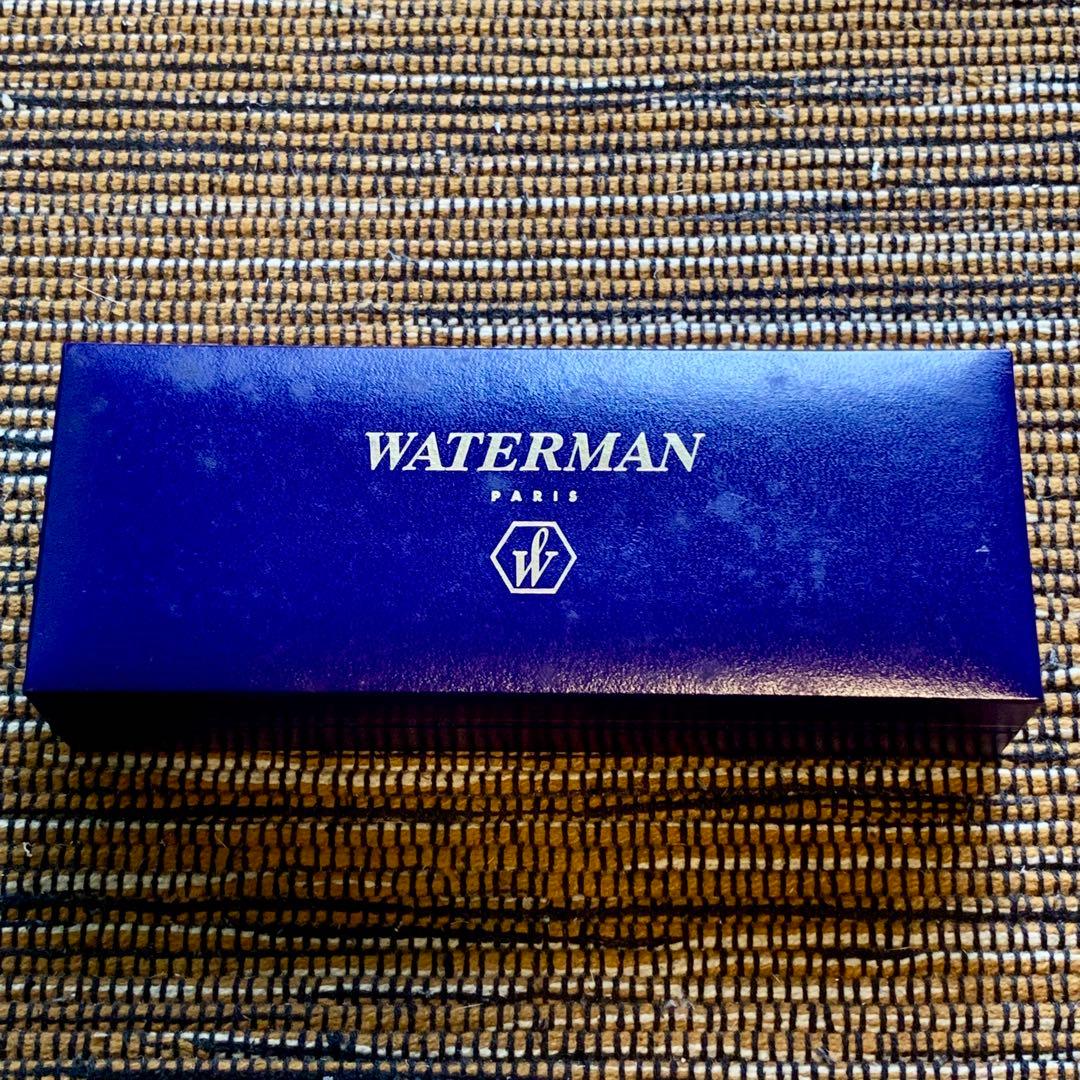 Waterman Hemisphere Matte Black GT fountain pen with gold nib and dedicated case on white background