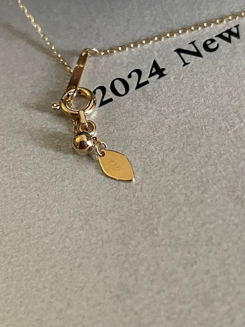 Agete K18 gold necklace with 0.2 carat diamond pendant on a 40 cm chain