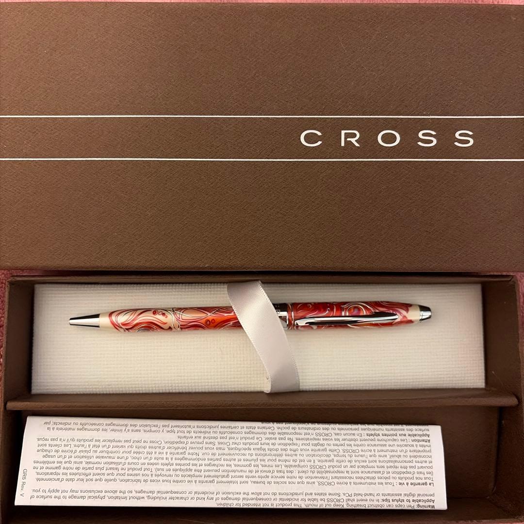 CROSS ballpoint pen with pink marble pattern metal body and included dedicated box
