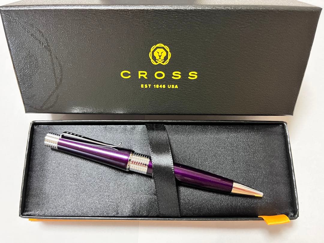 High-end Cross ballpoint pen model AT0492-7 in deep purple with twist mechanism and oil-based ink