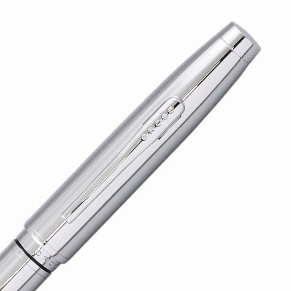 Cross Coventry NAT0662-7 Chrome ballpoint pen with brass base and chrome plating, twist mechanism, shown uncapped