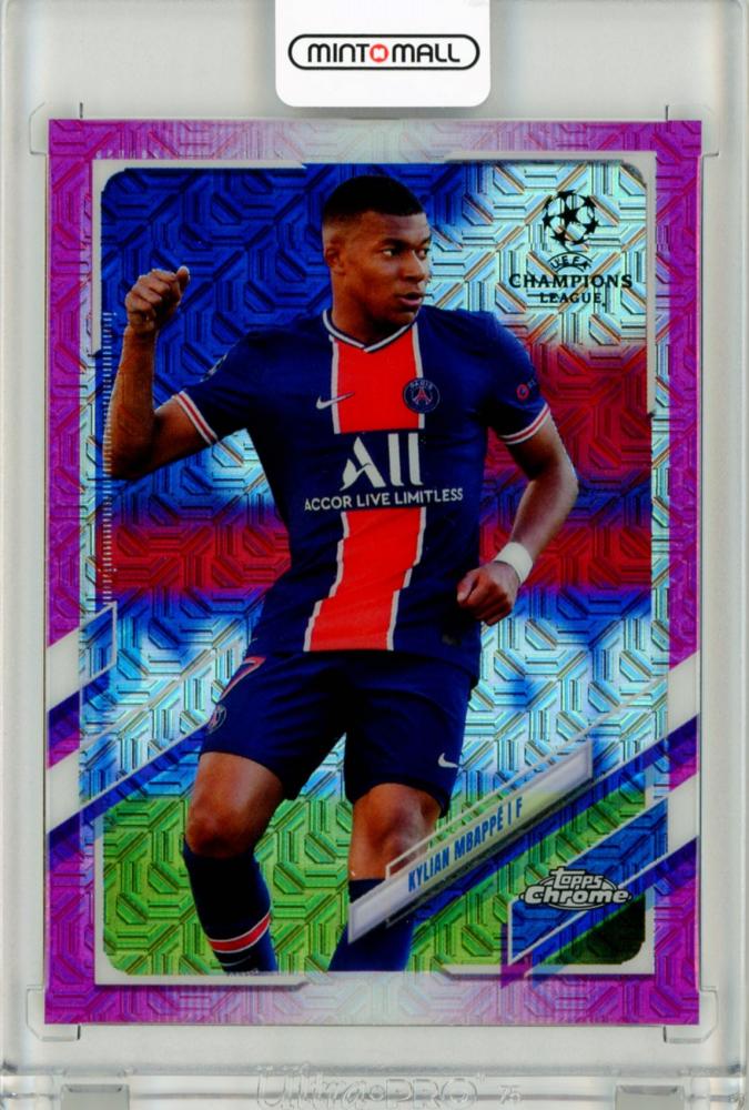 2020-21 Topps Chrome UEFA Champions League Japan Edition Kylian Mbappe Fuchsia #95 collectible card