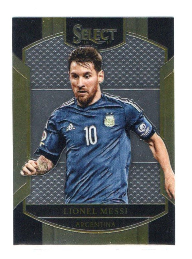 2016-17 PANINI SELECT Lionel Messi Base trading card with detailed player image and stats